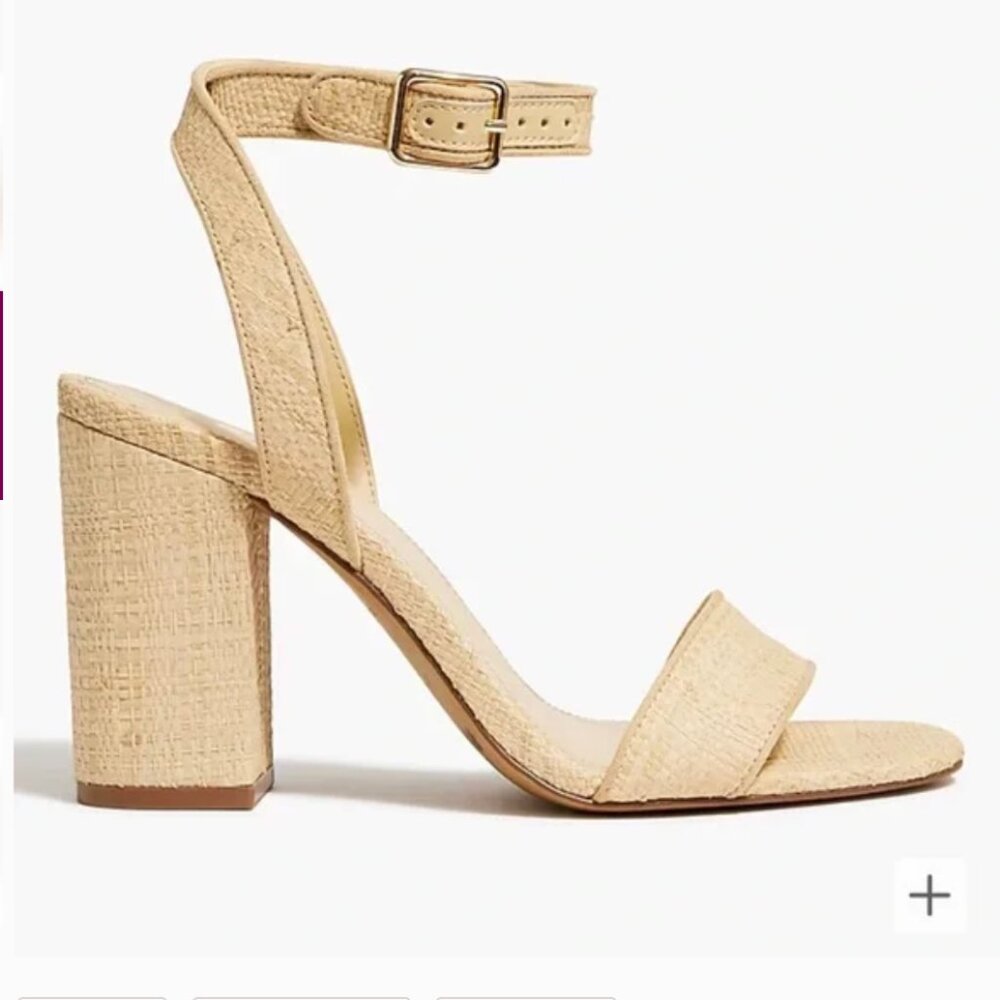 J. Crew Raffia Woven Block-Heel Sandals Natural 8 NWT